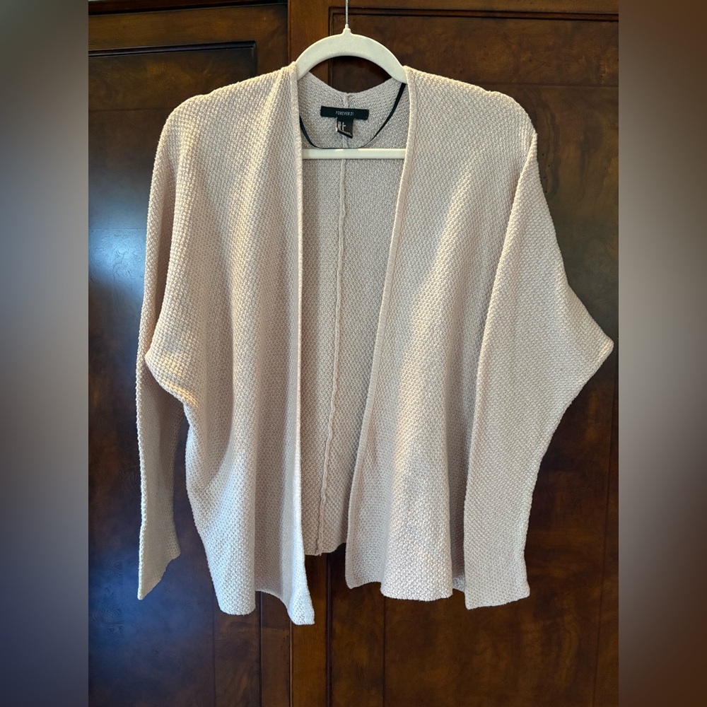 Forever 21 Soft Cream Open-Front Sweater